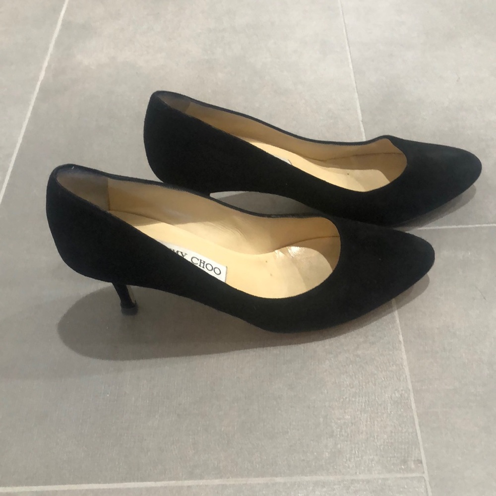 Jimmy Choo Black Suede Pumps. Sz 37.5